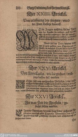 Der XXIIII. Artickel. Von eröffnung des zeugnis/ unnd der Part gesätze darauff.
