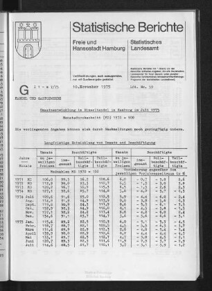 Umsatzentwicklung im Einzelhandel in Hamburg im Juli 1975 : Lfd. Nr. 59