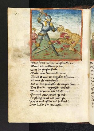 Dietrich haut den wilden Mann in Stücke.