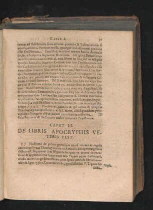 Caput II. De Libris Apocryphis Veteris Test.