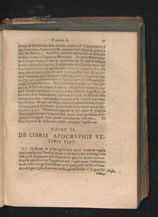 Caput II. De Libris Apocryphis Veteris Test.