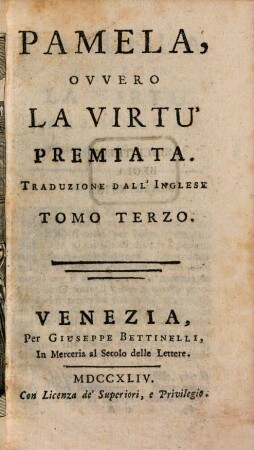 Pamela, Ovvero La Virtú Premiata : Traduzione Dall'Inglese, 3