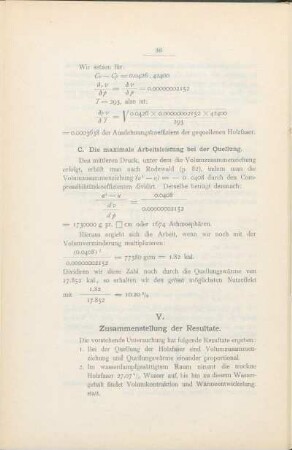 V. Zusammenstellung der Resultate.