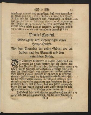 Drittes Capitul. Widerlegung des Gegenseitigen ersten Haupt- Stücks. ...