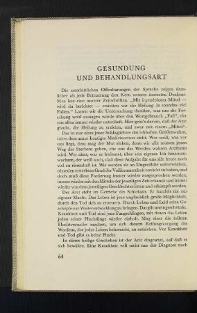 Gesundung und Behandlungsart