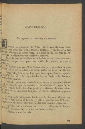 Capítulo XVII - Un agente descubridor de amores
