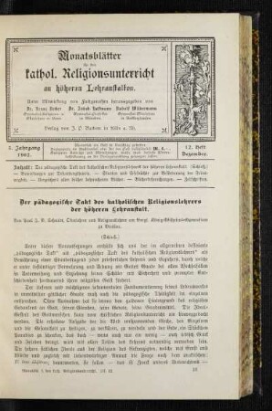 ¬Der¬ pädagogische Takt des katholischen Religionslehrers der höheren Lehranstalt : (Schluß)