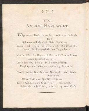 XIV. An Die Nachwelt