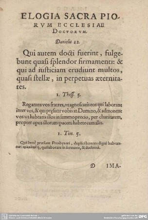 ELOGIA SACRA PIORUM ECCLESIAE DOCTORUM.