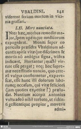 LXI. Mors nuntianta