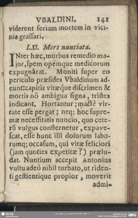 LXI. Mors nuntianta