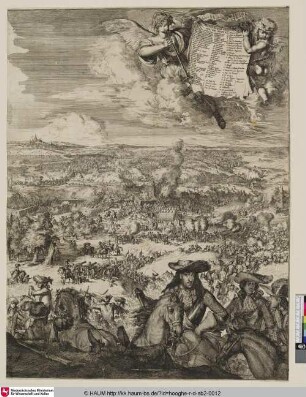 Bataille de St. Denis. pres de Mons 4-14 Aoust 1678; [Wilhelm III. v. Oranien, König v. England; Battle of St. Denis near Mons between the Prince of Orange and the Duke of Luxembourg. 1678.; Willem III and Duke Villa-Hermosa battling with the Count of Luxemburg near St. Denis, Hainaut - August 14th 1678]