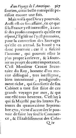 De Monsieur Crozat pour l`etablissement de la Loüisiane.