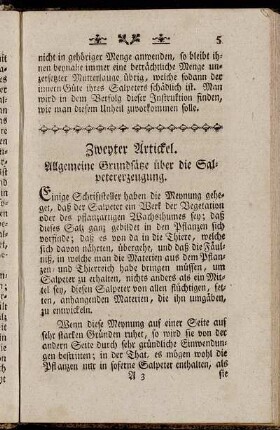 Zweyter Artickel. Allgemeine Grundsätze über die Salpetererzeugung