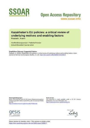 Kazakhstan's EU policies: a critical review of underlying motives and enabling factors