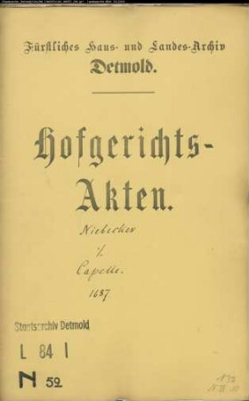 Niebecker, Joachim zu Horn gegen Fritz Capelle zu Horn - Beleidigung