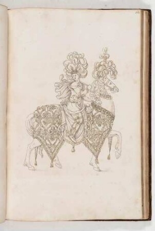 Reiter mit großer Federkrone, in: Equestrium statuarum [...] formae [...] artificiosissime pictis, Bl. 63
