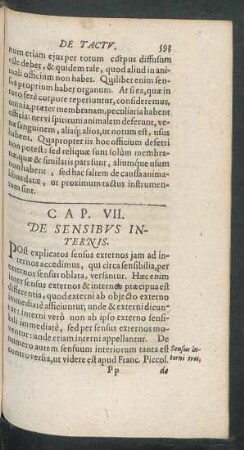 Cap. VII. De Sensibus Internis