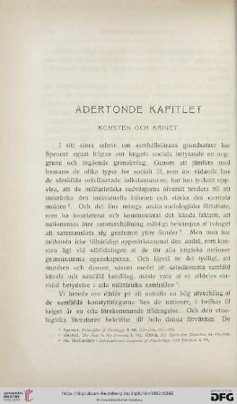 Adertonde Kapitlet: Konsten och Kriget