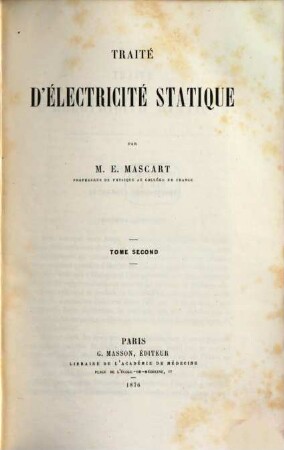 Traité d'électricité statique, 2