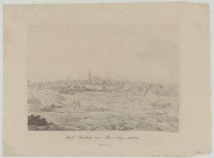 Ansicht der Stadt Radeburg, Umrissradierung, um 1850 : Ansicht der Stadt Radeburg vom Meissnerberge gesehen / G. Täubert del. et sc.. - [S.l.] , [ca. 1850]. - 1 Kunstbl. : Umrißradierung ; 40 x 28 cm