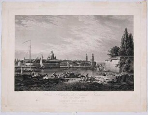Stadtansicht von Dresden, Blick vom rechten Elbufer auf die Altstadt nach Südwest, Blatt vom Sächsischen Kunstverein angekauft