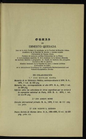 Obras de Ernesto Quesada