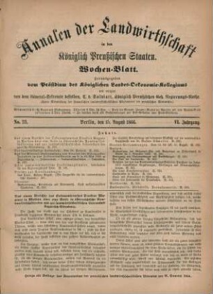 No. 33. Berlin, den 15. August 1866. VI. Jahrgang.
