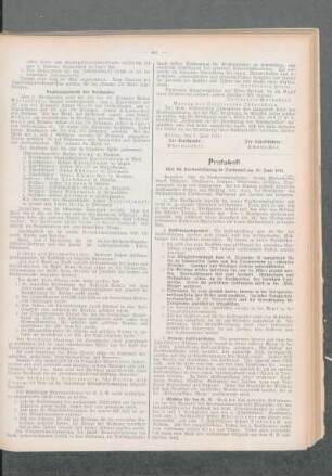 Protokoll über die Vorstandssitzung in Dortmund am 13. Juni 1914