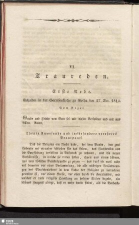 VI. Traureden