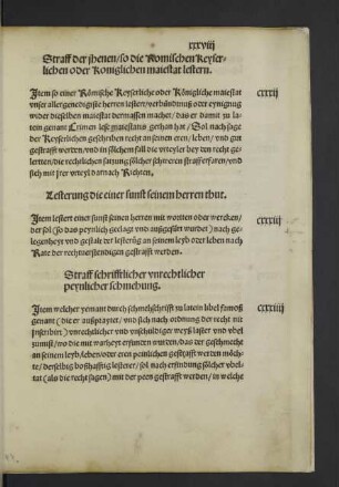 Straff der jhenen/ so die Romischen Keyserlichen oder Koniglichen majestat lestern.