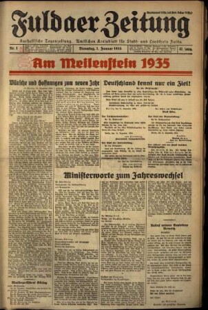 Ausgabe vom Dienstag, den 01. Januar 1935.