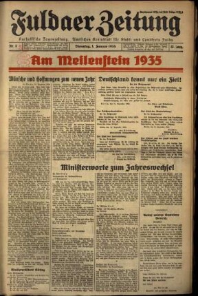 Ausgabe vom Dienstag, den 01. Januar 1935.