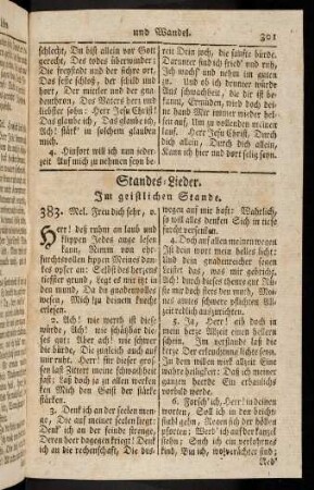 301-303, Standes-Lieder: Im geistlichen Stande (383 - 385)