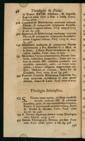 48-75, Theologia Scholastica - Operum Theologicorum Collectiones