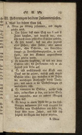 III. Foderungen bei dem Zusammenlesen.