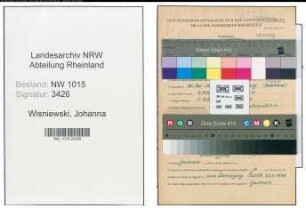 Entnazifizierung Johanna Wisniewski , geb. 30.05.1895 ()