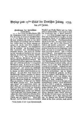 Beylage zum 25ten Stück der Deutschen Zeitung 1785