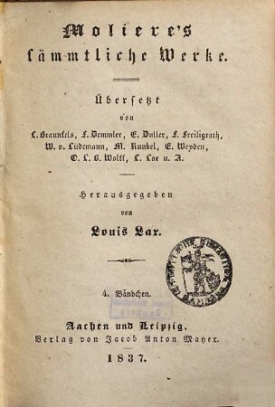 Molière's sämmtliche Werke, 4