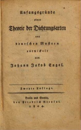 Anfangsgründe einer Theorie der Dichtungs-Arten : aus deutschen Mustern entwickelt