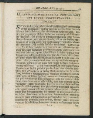 IX. Num Ex Ore Bestiae Proveniant Qui Inter Protestantes Docent?