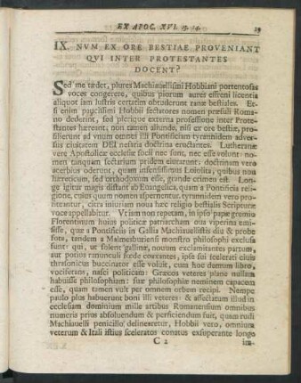 IX. Num Ex Ore Bestiae Proveniant Qui Inter Protestantes Docent?