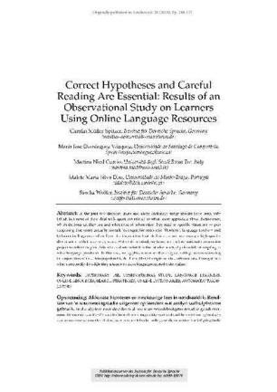Correct hypotheses and careful reading are essential: results of an observational study on Learners using online language resources