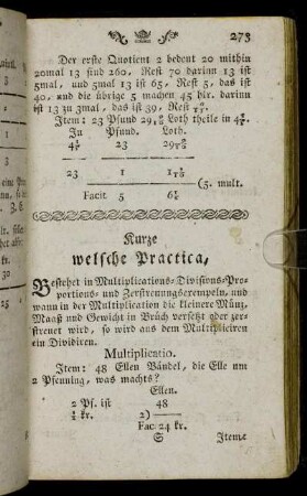 Multiplicatío. - Nach obiger Lehr folgen etwelche zerstreute Exempel.