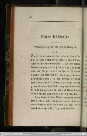Erster Abschnitt. Mannigfaltigkeit der Empfindungen