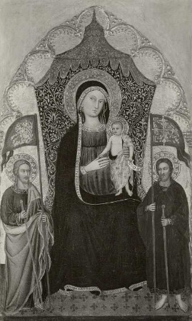 Thronende Madonna mit dem Kinde, dem Apostel Jakobus dem Älteren und dem heiligen Ranieri