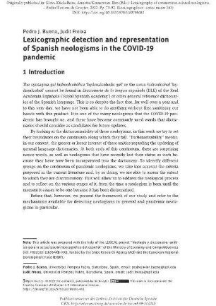 Lexicographic detection and representation of Spanish neologisms in the COVID-19 pandemic