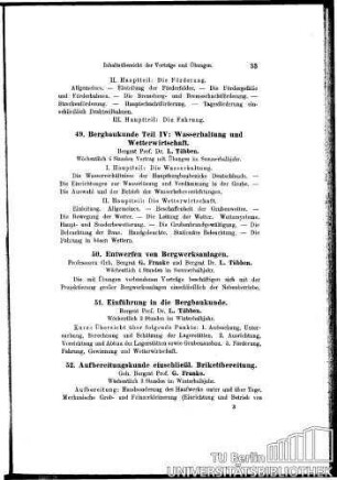 49. Bergbaukunde Teil IV: Wasserhaltung u. Wetterwirtschaft