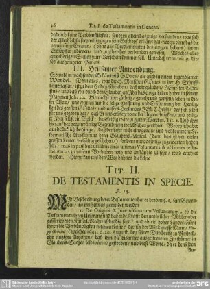 Tit. II. De Testamentis In Specie