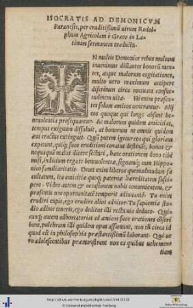 Isocratis Ad Demonicum Parænesis per Rodolphum Agricolam traducta